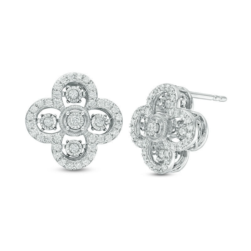 Unstoppable Love™ 0.50 CT. T.W. Diamond Clover Stud Earrings in 10K White Gold