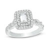 Thumbnail Image 1 of Vera Wang Love Collection 0.95 CT. T.W. Emerald-Cut Diamond Twist Shank Engagement Ring in 14K White Gold