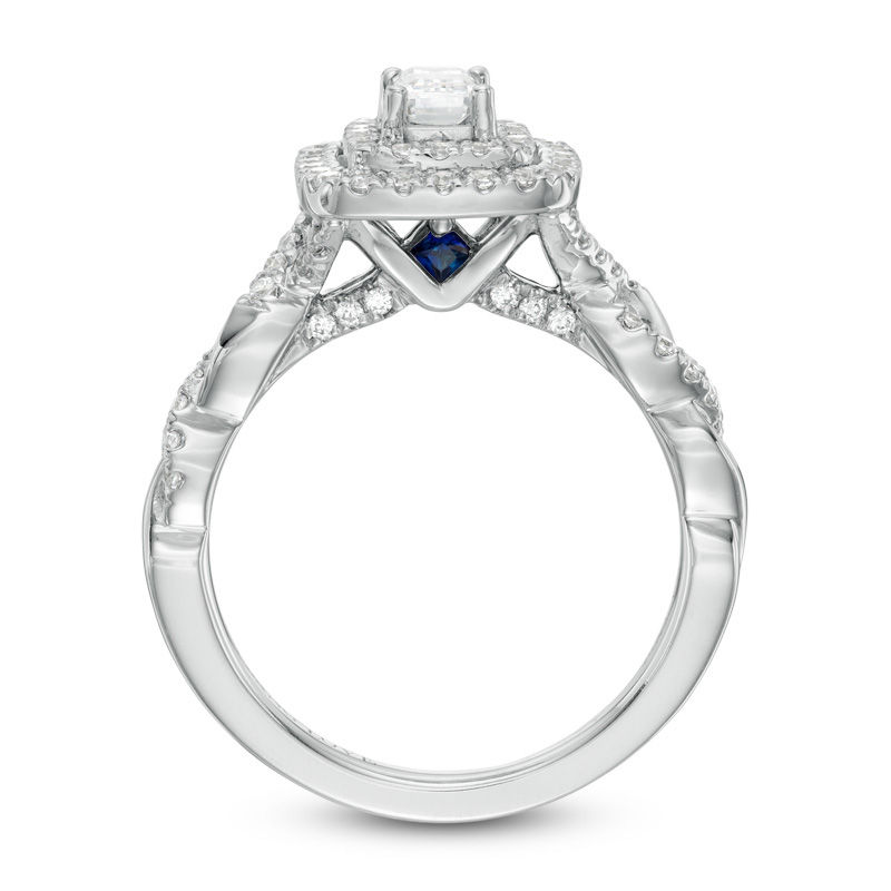 Vera Wang Love Collection 0.95 CT. T.W. Emerald-Cut Diamond Twist Shank Engagement Ring in 14K White Gold|Peoples Jewellers