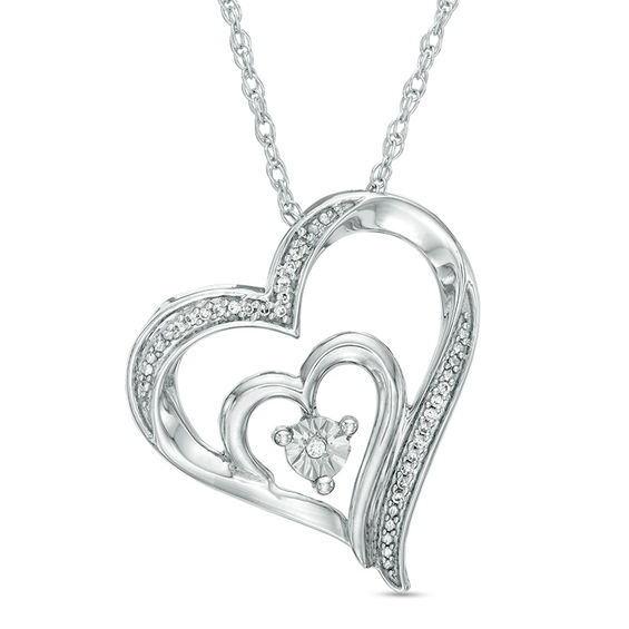 Diamond Accent Titled Square Pendant in 10k White or Yellow Gold