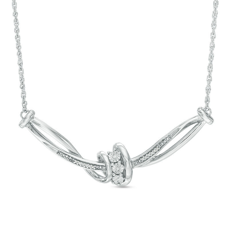 Diamond Accent Twist Knot Necklace in Sterling Silver|Peoples Jewellers