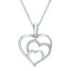 Thumbnail Image 1 of Diamond Accent Triple Heart Pendant in Sterling Silver