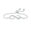 Thumbnail Image 1 of Diamond Accent Sideways Infinity Symbol Bolo Bracelet in Sterling Silver - 9.5"