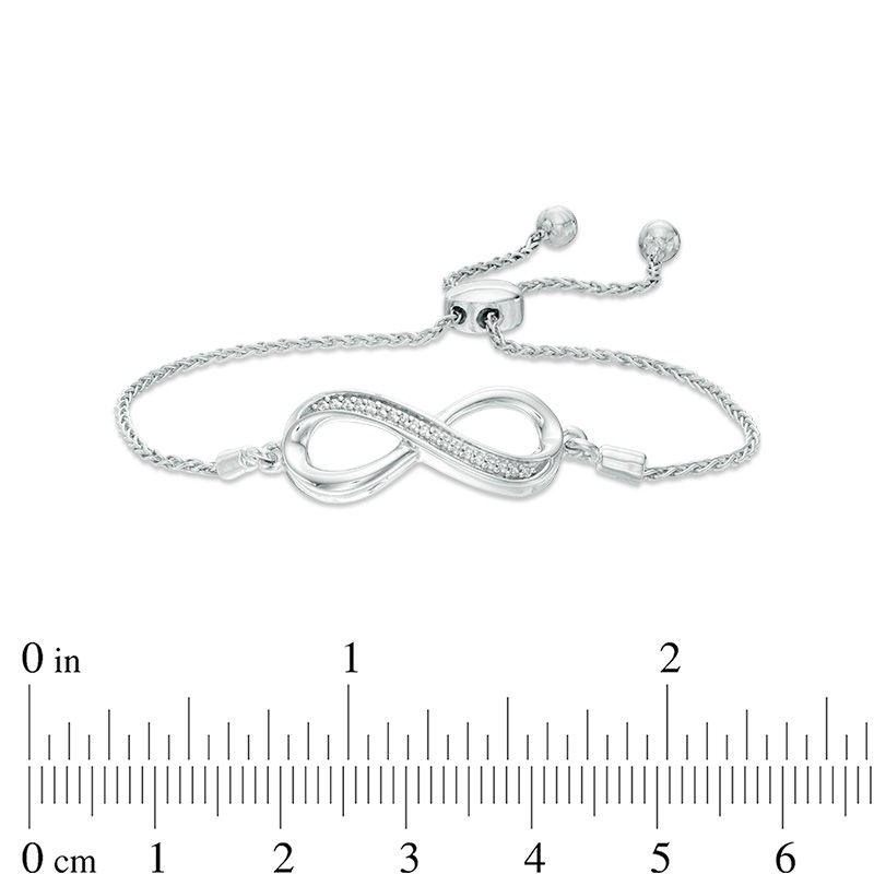 Diamond Accent Sideways Infinity Symbol Bolo Bracelet in Sterling Silver - 9.5"