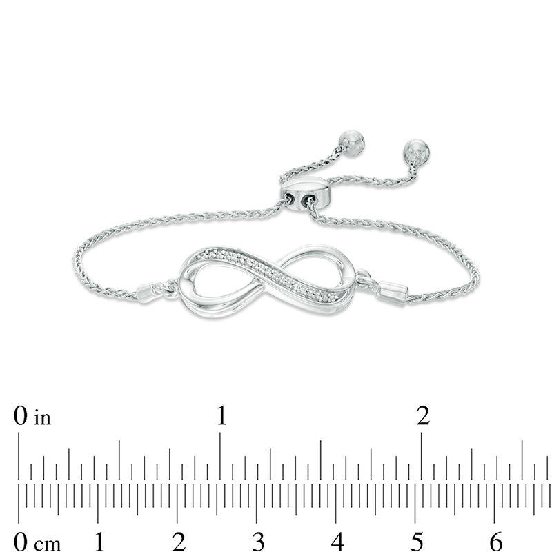 Main Image 2 of Diamond Accent Sideways Infinity Symbol Bolo Bracelet in Sterling Silver - 9.5"