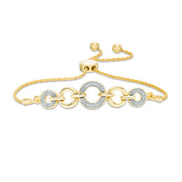Diamond Accent Alternating Circle Bolo Bracelet in Sterling Silver with 14K Gold Plate - 9.5&quot;