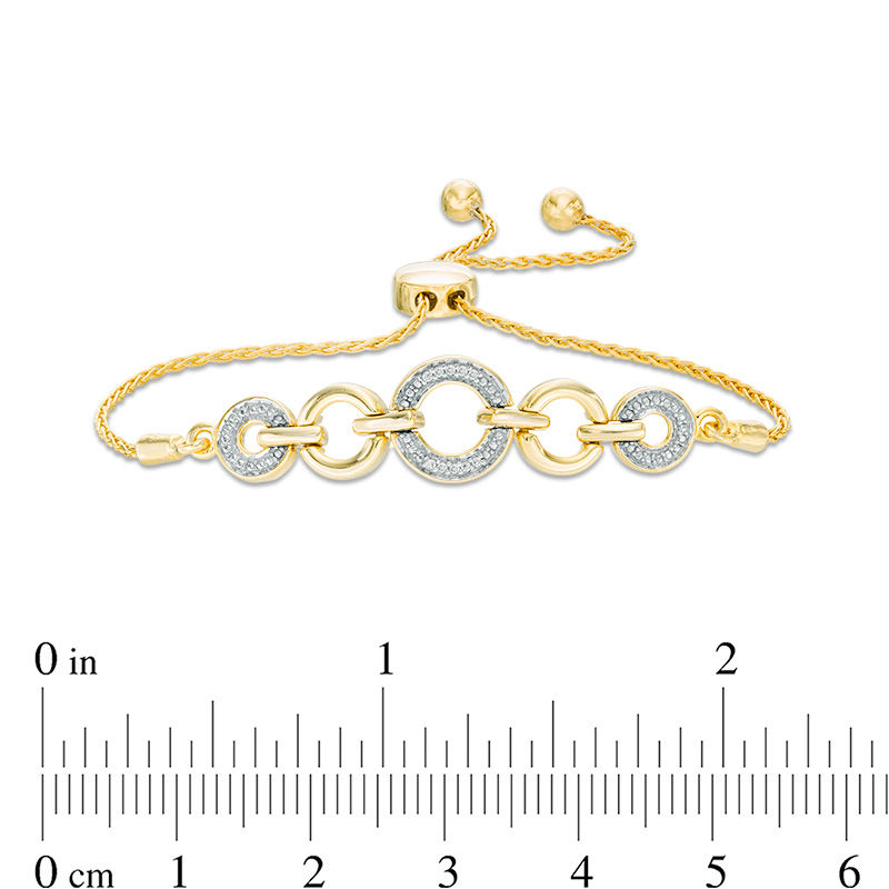 Main Image 2 of Diamond Accent Alternating Circle Bolo Bracelet in Sterling Silver with 14K Gold Plate - 9.5"