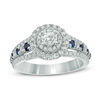 Thumbnail Image 1 of Vera Wang Love Collection 0.80 CT. T.W. Diamond and Blue Sapphire Double Frame Engagement Ring in 14K White Gold