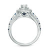 Thumbnail Image 3 of Vera Wang Love Collection 0.80 CT. T.W. Diamond and Blue Sapphire Double Frame Engagement Ring in 14K White Gold