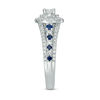Thumbnail Image 4 of Vera Wang Love Collection 0.80 CT. T.W. Diamond and Blue Sapphire Double Frame Engagement Ring in 14K White Gold