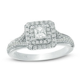 Vera Wang Love Collection 0.58 CT. T.W. Princess-Cut Diamond Double Frame Engagement Ring in 14K White Gold