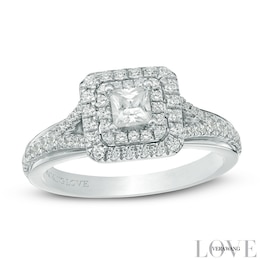 Vera Wang Love Collection 0.58 CT. T.W. Princess-Cut Diamond Double Frame Engagement Ring in 14K White Gold