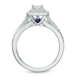 Vera Wang Love Collection 0.58 CT. T.W. Princess-Cut Diamond Double Frame Engagement Ring in 14K White Gold