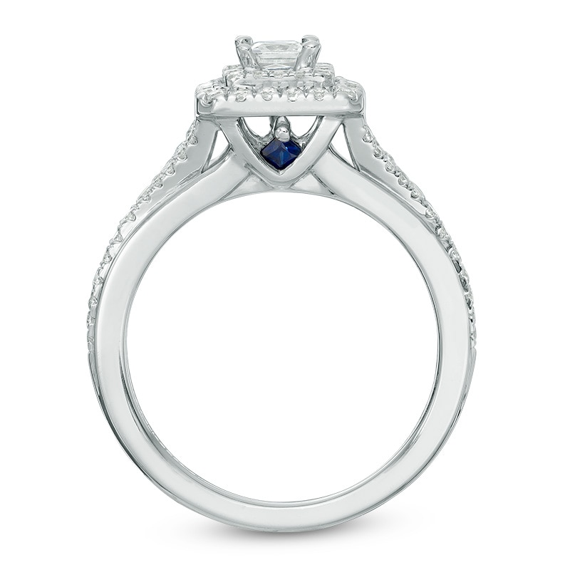 Vera Wang Love Collection 0.58 CT. T.W. Princess-Cut Diamond Double Frame Engagement Ring 14K White Gold