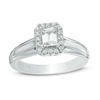 Thumbnail Image 1 of Vera Wang Love Collection 0.70 CT. T.W. Emerald-Cut Diamond Rectangle Frame Engagement Ring in 14K White Gold