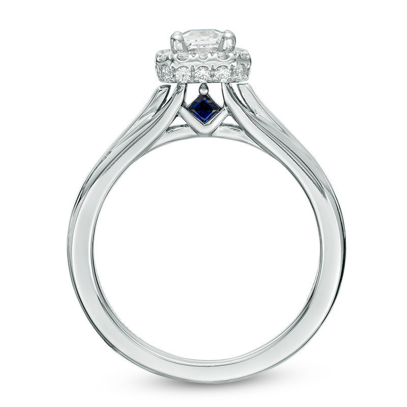 Vera Wang Love Collection 0.70 CT. T.W. Emerald-Cut Diamond Rectangle Frame Engagement Ring in 14K White Gold