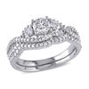 Thumbnail Image 1 of 1.12 CT. T.W. Diamond Three Stone Twist Bypass Bridal Set in 14K White Gold
