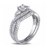 Thumbnail Image 2 of 1.12 CT. T.W. Diamond Three Stone Twist Bypass Bridal Set in 14K White Gold