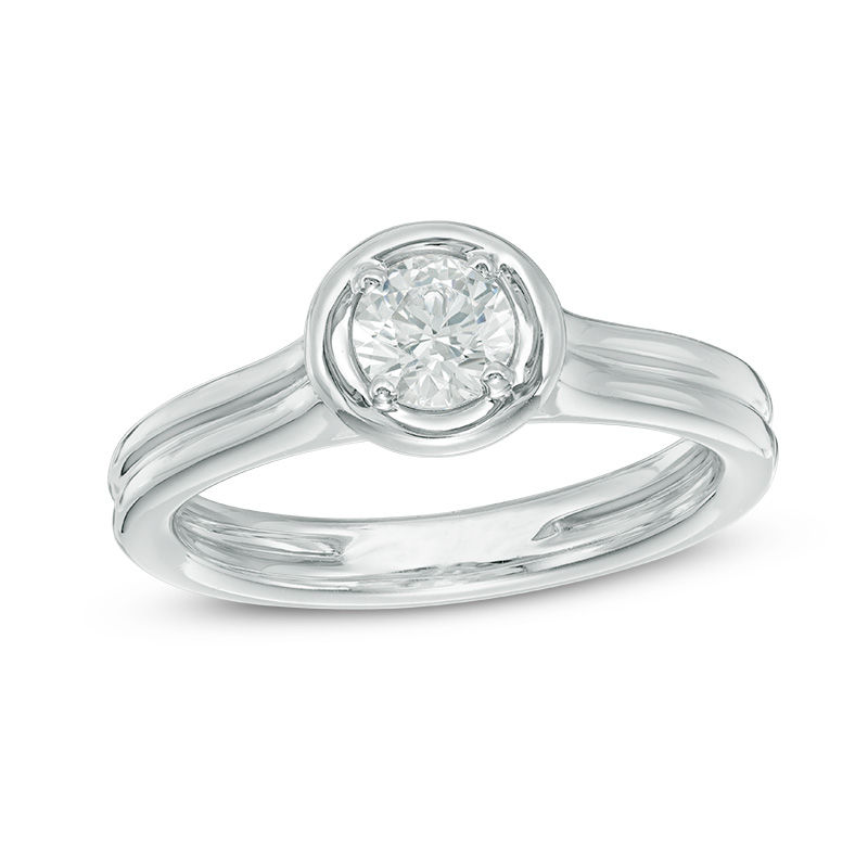 Main Image 1 of 0.45 CT. Certified Diamond Solitaire Engagement Ring in 14K White Gold (J/I2)