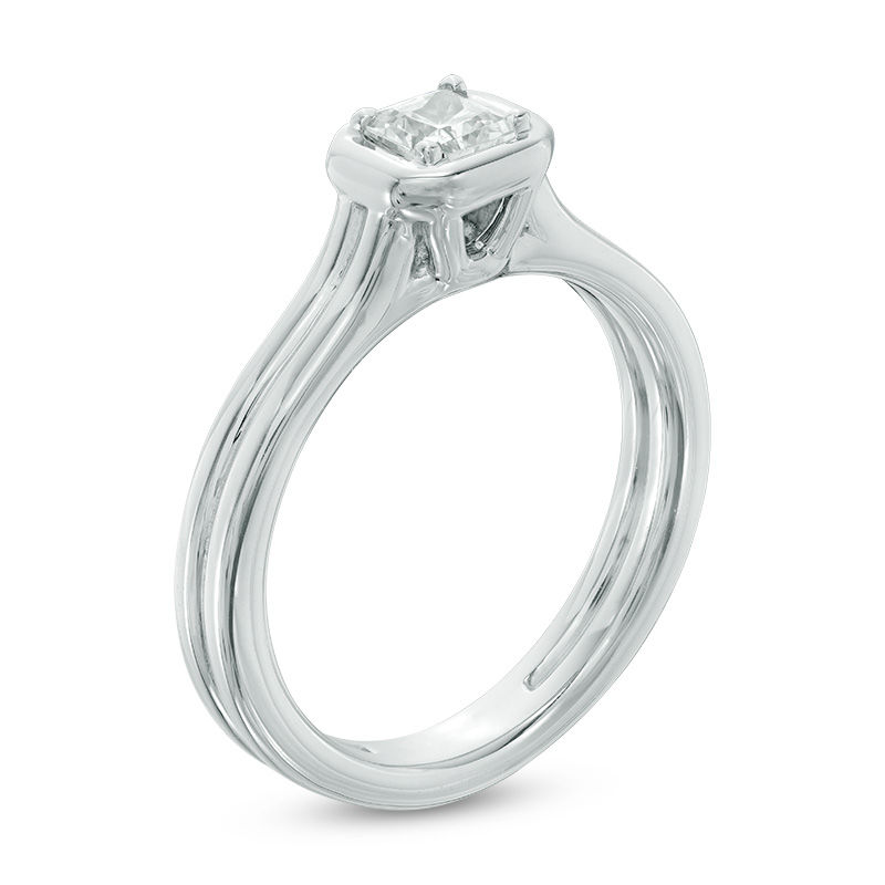 0.45 CT. Certified Princess-Cut Diamond Solitaire Engagement Ring in 14K White Gold (J/I2)