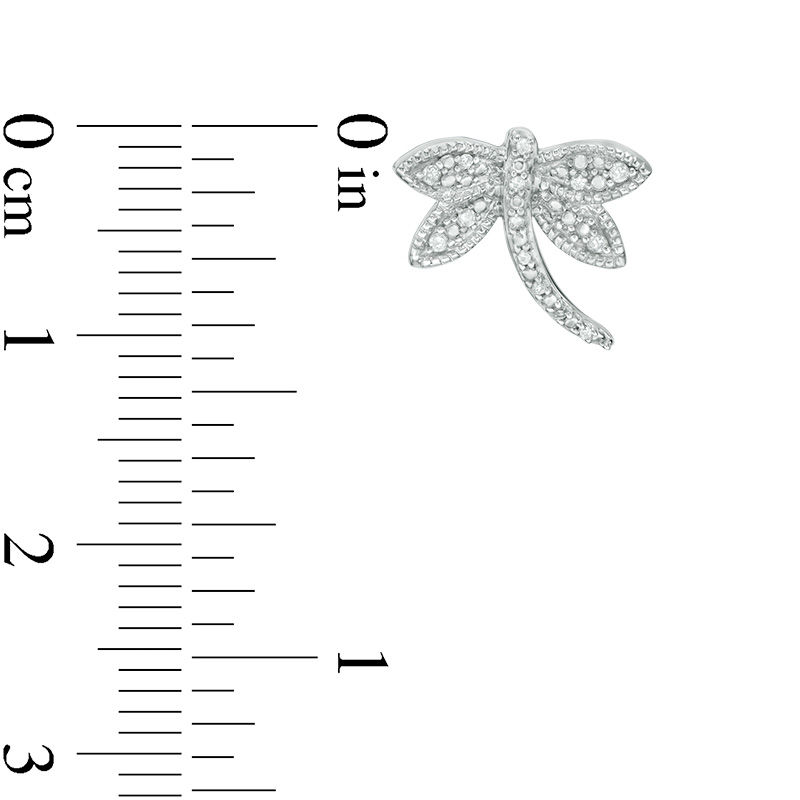 Main Image 2 of 0.06 CT. T.W. Diamond Dragonfly Stud Earrings in Sterling Silver