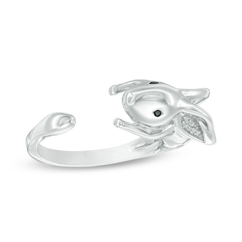 0.04 CT. T.W. Enhanced Black and White Diamond Rabbit Wrap Ring in Sterling Silver