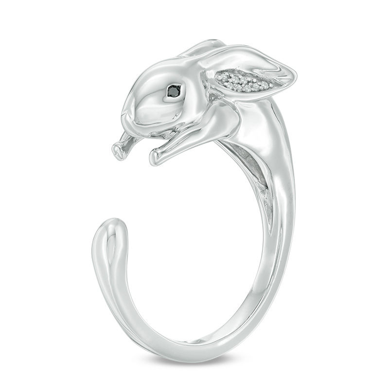 0.04 CT. T.W. Enhanced Black and White Diamond Rabbit Wrap Ring in Sterling Silver