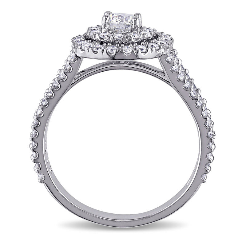 0.98 CT. T.W. Diamond Double Frame Engagement Ring in 14K White Gold