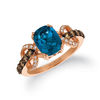 Thumbnail Image 0 of Le Vian® Deep Sea Blue Topaz™ and 0.51 CT. T.W. Diamond Bow Ring in 14K Strawberry Gold™