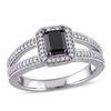 Thumbnail Image 0 of 0.94 CT. T.W. Emerald-Cut Enhanced Black and White Diamond Vintage-Style Engagement Ring in 10K White Gold