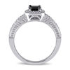 Thumbnail Image 3 of 0.94 CT. T.W. Emerald-Cut Enhanced Black and White Diamond Vintage-Style Engagement Ring in 10K White Gold