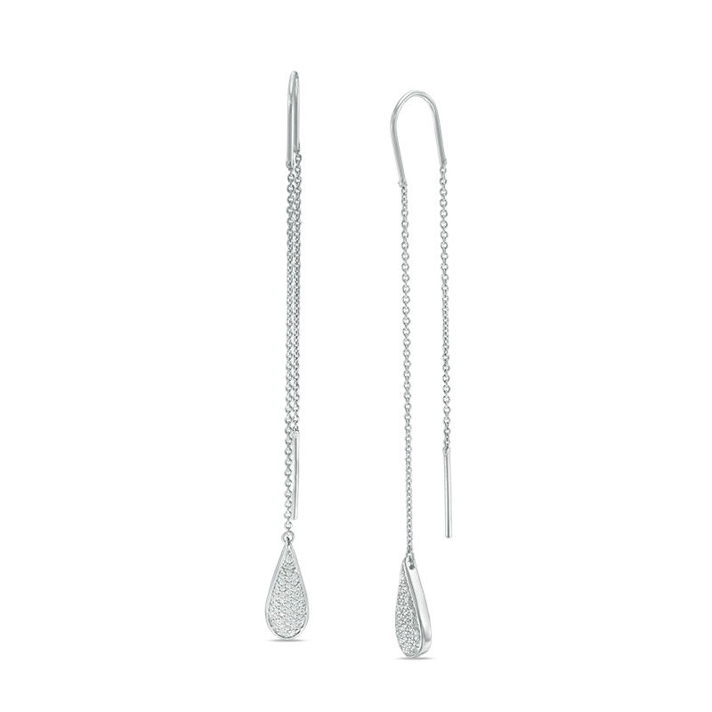 0.30 CT. T.W. Diamond Teardrop Threader Earrings in Sterling Silver|Peoples Jewellers