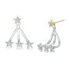 Thumbnail Image 1 of 0.15 CT. T.W. Diamond Star Front/Back Earrings in Sterling Silver and 10K Gold