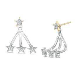 0.15 CT. T.W. Diamond Star Front/Back Earrings in Sterling Silver and 10K Gold