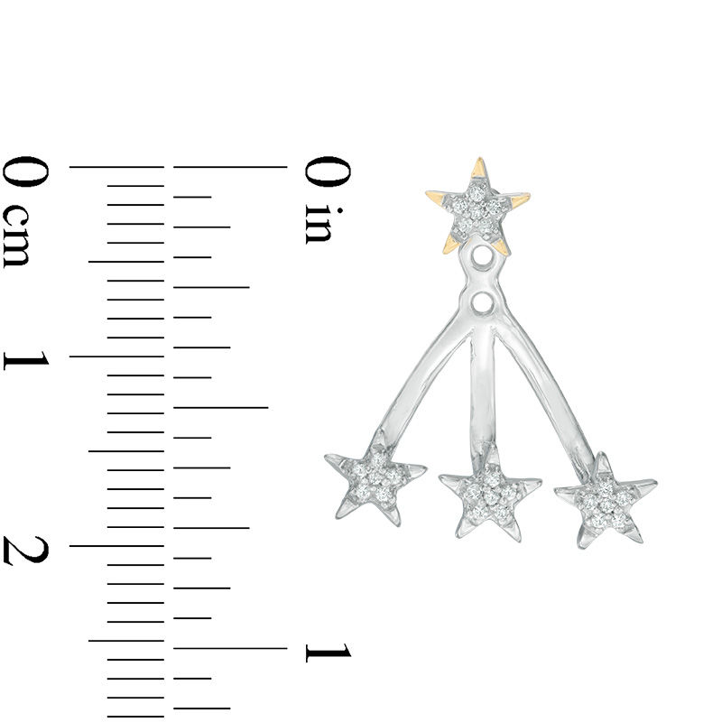 Main Image 3 of 0.15 CT. T.W. Diamond Star Front/Back Earrings in Sterling Silver and 10K Gold