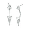 Thumbnail Image 1 of 0.04 CT. T.W. Diamond Pyramid Front/Back Earrings in Sterling Silver