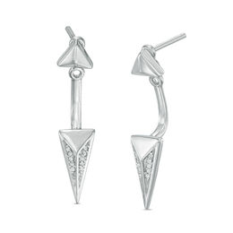 0.04 CT. T.W. Diamond Pyramid Front/Back Earrings in Sterling Silver