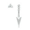Thumbnail Image 2 of 0.04 CT. T.W. Diamond Pyramid Front/Back Earrings in Sterling Silver