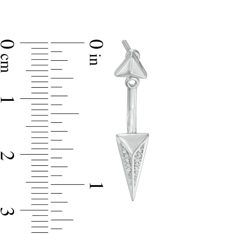 Main Image 3 of 0.04 CT. T.W. Diamond Pyramid Front/Back Earrings in Sterling Silver