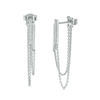 Thumbnail Image 0 of 0.09 CT. T.W. Diamond Vertical Bar Two Chain Loop Drop Earrings in Sterling Silver