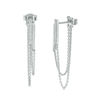 Thumbnail Image 1 of 0.09 CT. T.W. Diamond Vertical Bar Two Chain Loop Drop Earrings in Sterling Silver