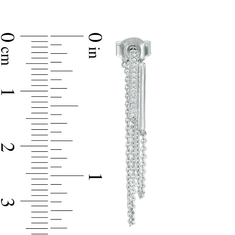 0.09 CT. T.W. Diamond Vertical Bar Two Chain Loop Drop Earrings in Sterling Silver