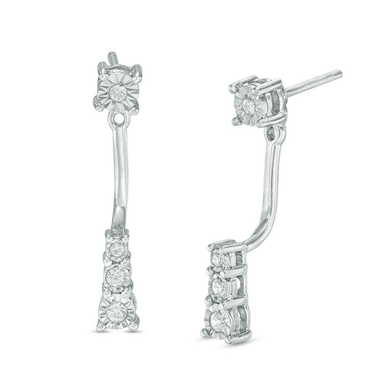 0.15 CT. T.W. Diamond Vertical Front/Back Earrings in 10K White Gold