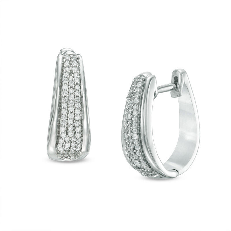 0.30 CT. T.W. Diamond Hoop Earrings with in Sterling Silver|Peoples Jewellers