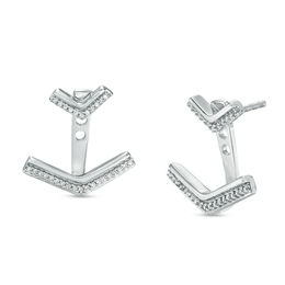 0.11 CT. T.W. Diamond Chevron Front/Back Earrings in Sterling Silver