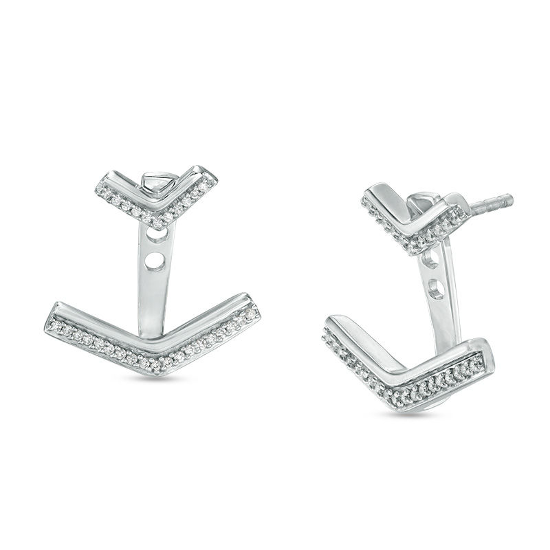 0.11 CT. T.W. Diamond Chevron Front/Back Earrings in Sterling Silver|Peoples Jewellers