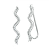 Thumbnail Image 0 of 0.15 CT. T.W. Diamond Wavy Crawler Earrings in Sterling Silver