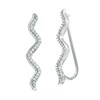 Thumbnail Image 0 of 0.15 CT. T.W. Diamond Wavy Crawler Earrings in Sterling Silver