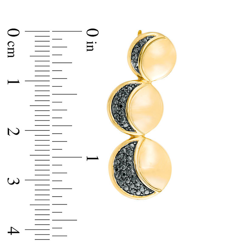 0.23 CT. T.W. Black Diamond Three Moon Crawler Earrings in Sterling Silver and 14K Gold Plate|Peoples Jewellers