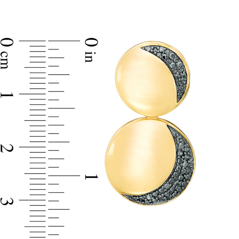 0.18 CT. T.W Black Diamond Two Moon Drop Earrings in Sterling Silver and 14K Gold Plate